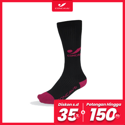 Concave x JLingz Crew Socks - Black/Deep Pink