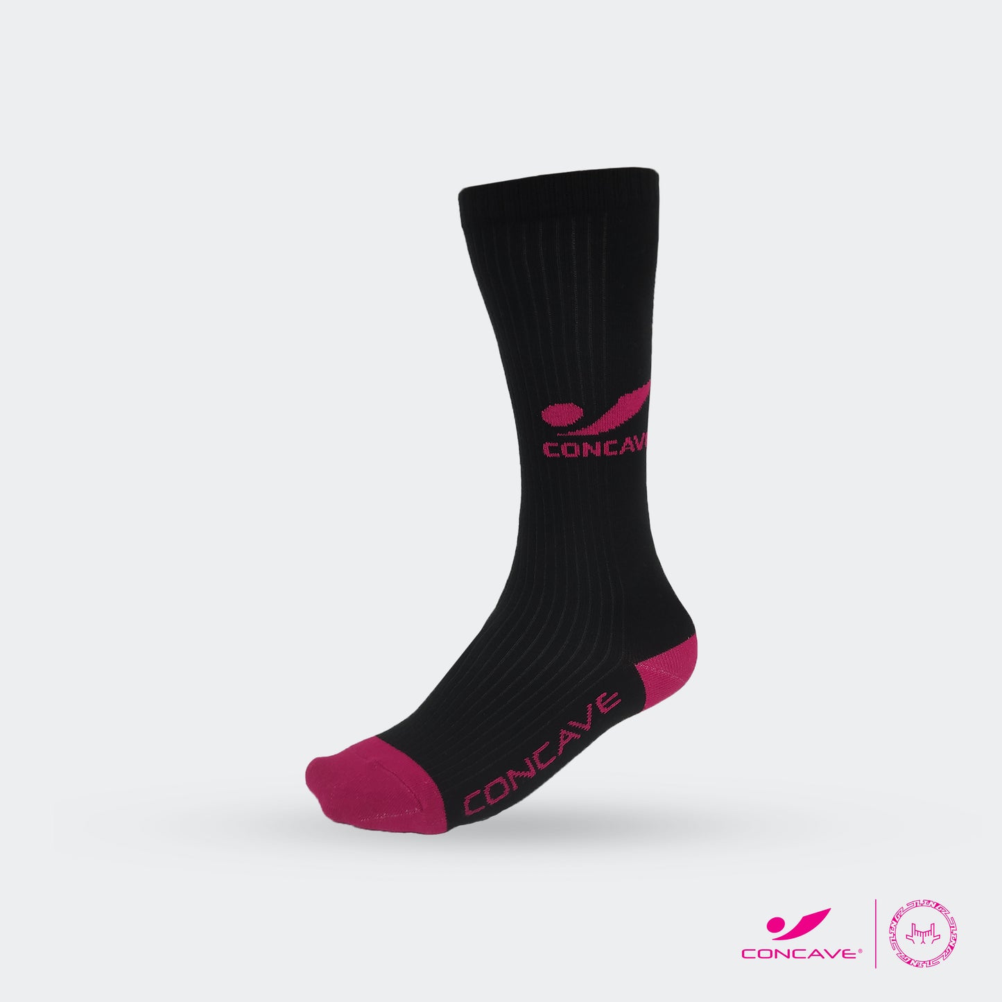 Concave x JLingz Crew Socks - Black/Deep Pink