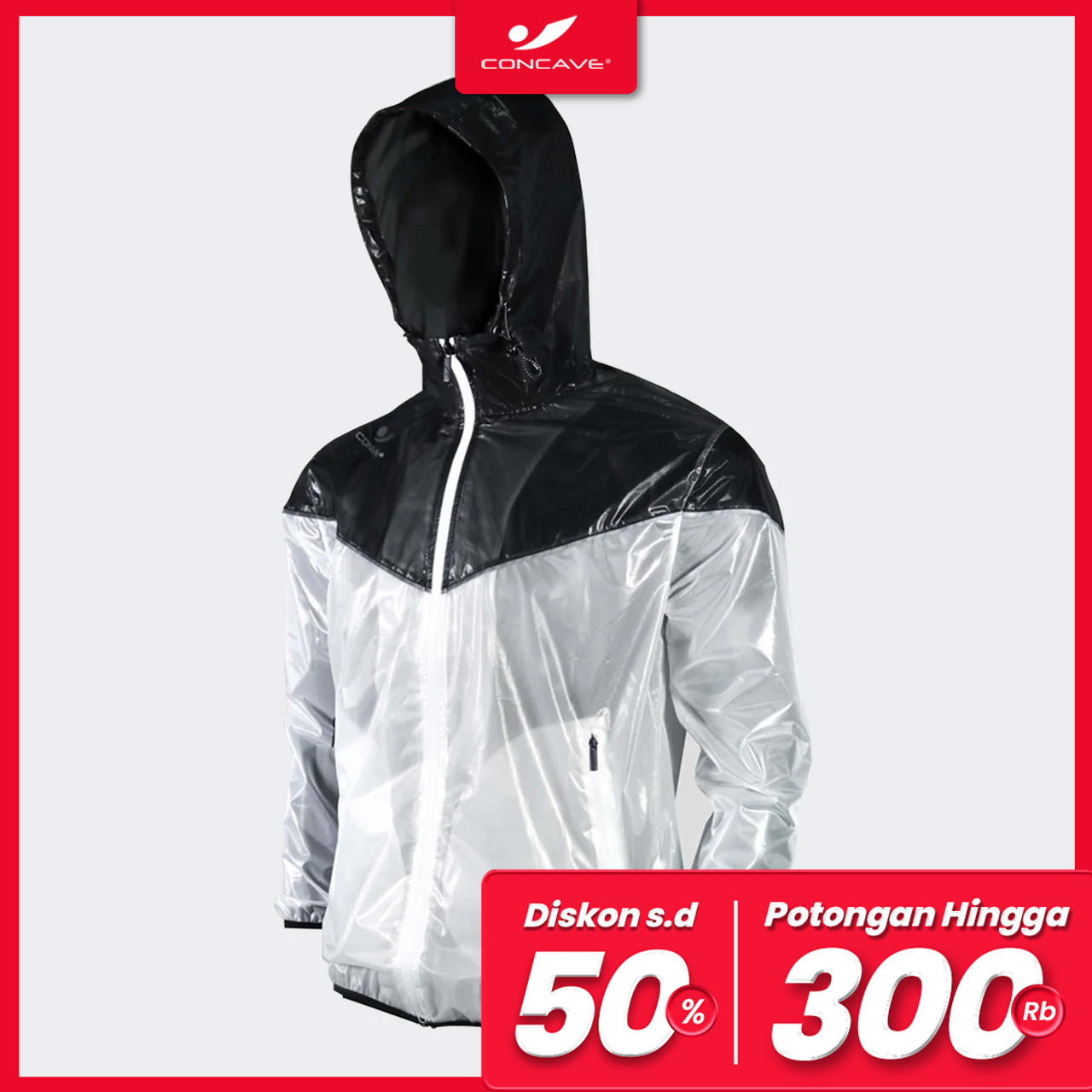 Concave Wind Breaker (Parachute) - Black/White