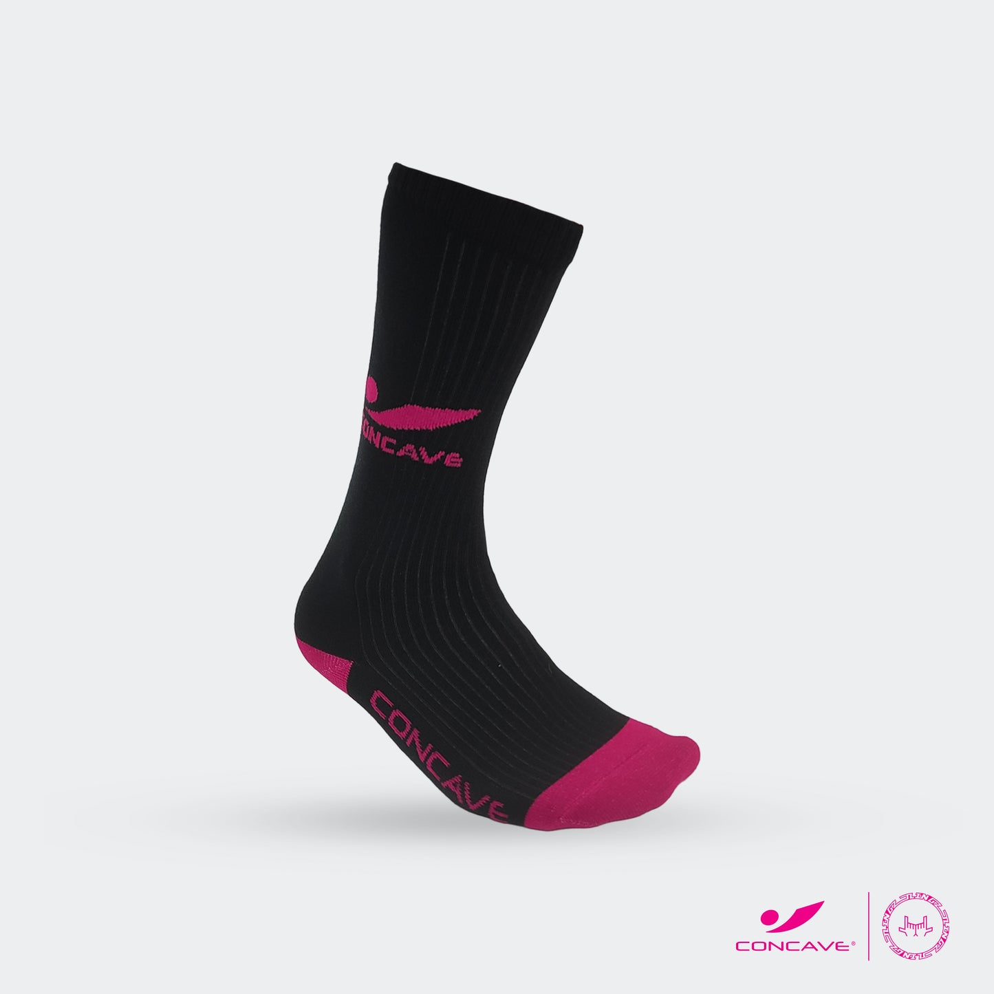Concave x JLingz Crew Socks - Black/Deep Pink
