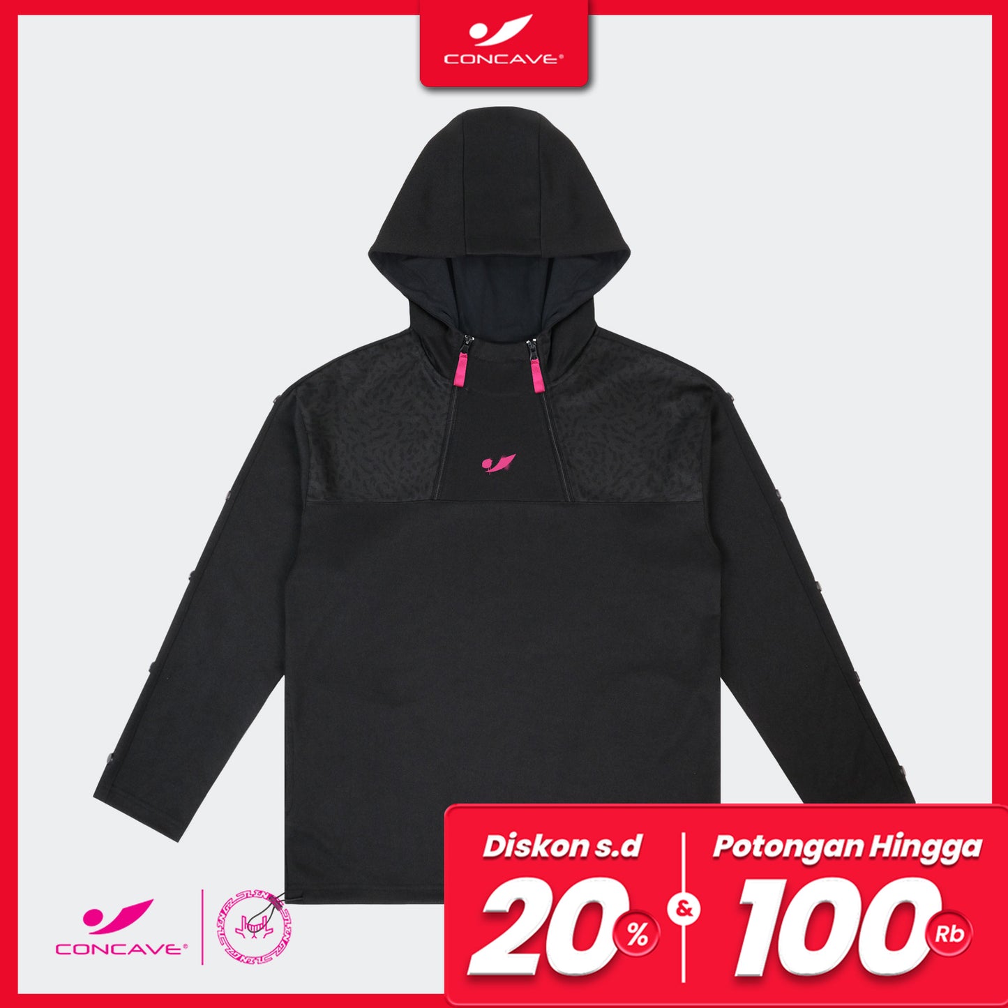 Concave x JLingz Tracktop Hoodie - Black/Pink