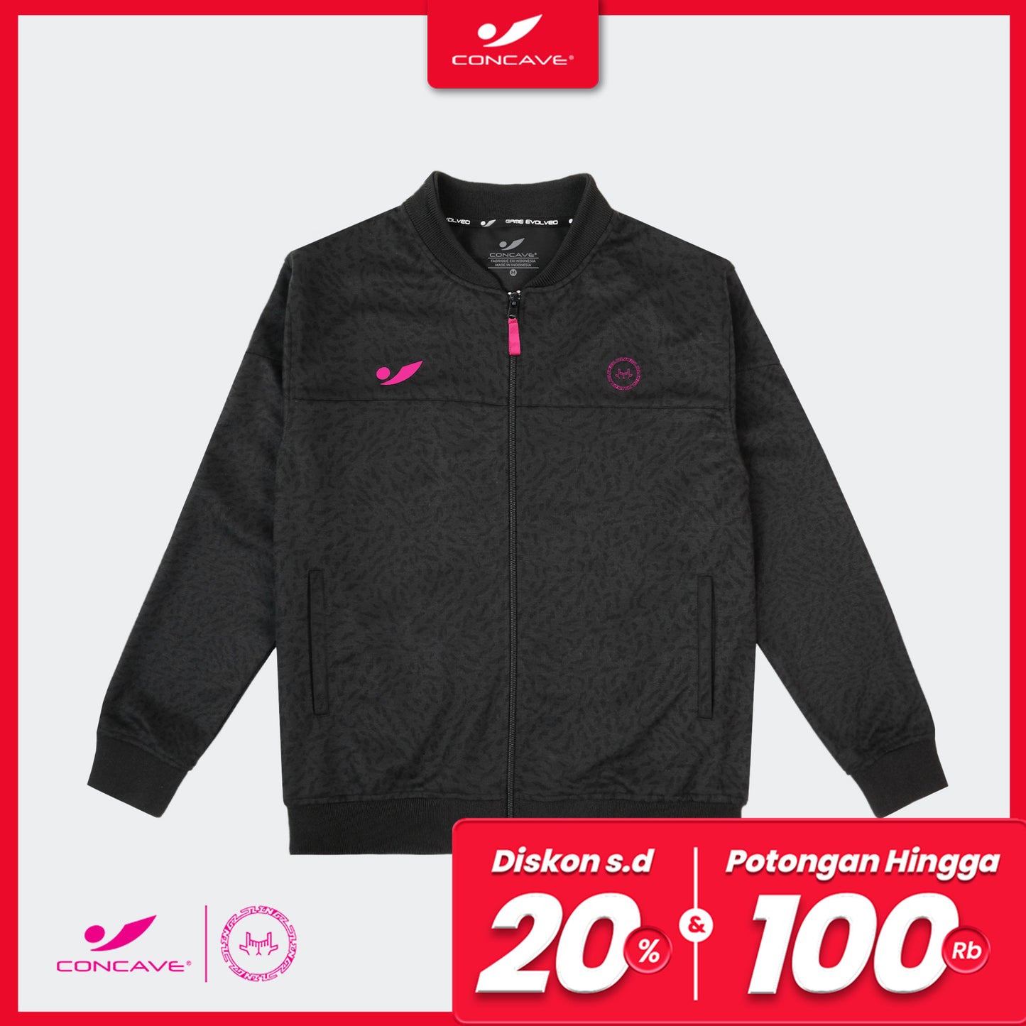 Concave x JLingz Tracktop Full Zip - Black/Pink