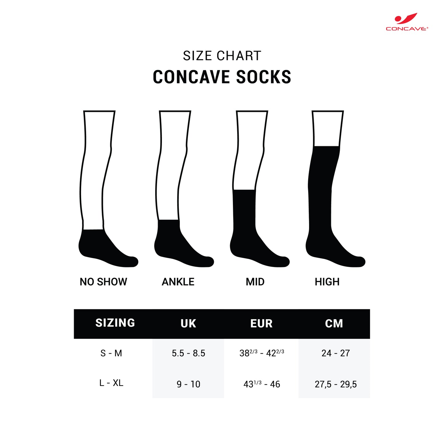 Concave Mid / Crew Socks - Black/Red